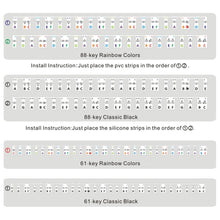 Load image into Gallery viewer, 88/61Keys Reusable Silicone Piano Keyboard Note Labels Guide Labels One-Piece Removable Overlay Sticker for Kids & Beginners Learning Piano Notes