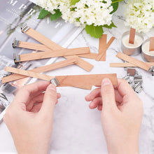 Load image into Gallery viewer, Wooden Candles Wick for DIY Craft Paraffin Candle Jar Making Kit Beeswax Burning Smokeless Wick Candle Core with Clip Base Soy Parffin Wax Making Supplies