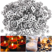 Load image into Gallery viewer, 100pcs/Lot Handmade Candle Wick Tabs Metal Candle Wicks Sustainer Tabs Candle Wicks Base For DIY Candle Making DIY Craft Tools