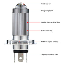 Load image into Gallery viewer, H4 Motorcycle Headlight Motorcycle Scooter 6 LED Light Motor DRL Lights Alloy Super Bright Light Lamp