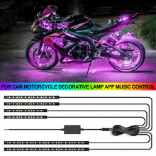 Load image into Gallery viewer, 12V RGB LED Atmosphere Ambient Light Kit Flexible Waterproof Neon Strip For Car Motorcycle Decorative Lamp APP Music Control