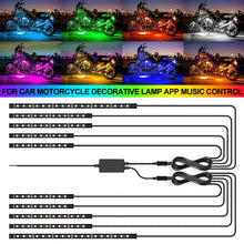 Load image into Gallery viewer, 12V RGB LED Atmosphere Ambient Light Kit Flexible Waterproof Neon Strip For Car Motorcycle Decorative Lamp APP Music Control