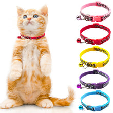 Load image into Gallery viewer, Adjustable Cat Collar Cat Leopard Prints Bell Collar Kitten Necklace Pet Collars for Small Dog Necklace