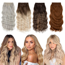 Load image into Gallery viewer, 4pcs/set High Heat Resistant Synthetic Fiber False Hair Women Daily Straight Wig Removeable Fluffy Hair Volume High Warped Wig