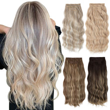 Load image into Gallery viewer, 4pcs/set High Heat Resistant Synthetic Fiber False Hair Women Daily Straight Wig Removeable Fluffy Hair Volume High Warped Wig