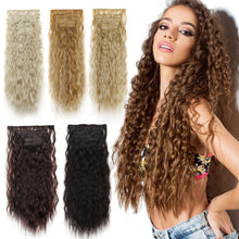 Load image into Gallery viewer, 6pcs Set Wig Pieces Corn Perm Long Curly Wig Pieces 16 Card Wavy Curly Highlight Dye Hair Extensions Women Wig