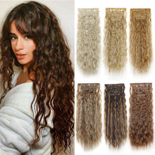 Load image into Gallery viewer, 6pcs Set Wig Pieces Corn Perm Long Curly Wig Pieces 16 Card Wavy Curly Highlight Dye Hair Extensions Women Wig
