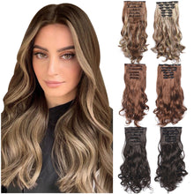 Load image into Gallery viewer, 6pcs Wig Pieces Large Wavy Curly Hair Long Hair Women's Wig Pieces Lightweight and Highlight Dyed Wig Pieces False Hair Piece