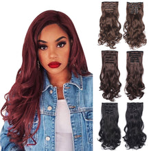 Load image into Gallery viewer, 6pcs Wig Pieces Large Wavy Curly Hair Long Hair Women's Wig Pieces Lightweight and Highlight Dyed Wig Pieces False Hair Piece