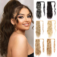 Load image into Gallery viewer, Water Ripple Ponytail Wig Patch Long Hair Large Wave Wig Lightweight Synthetic Fiber False Hair Piece Women's Highlight Dyed Wig