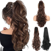 Load image into Gallery viewer, 20inch Synthetic Long Wavy Claw Clip Ponytail Wig Hair Extension Blonde Ponytail Extension Women Pony Tail Hair False Hair