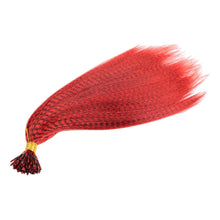 Load image into Gallery viewer, 50pcs Feather Hair Extension Fake Hair Tip Rainbow Synthetic Hair 16inch Hairpiece Feather for Hair Extension Wig False Hair Piece