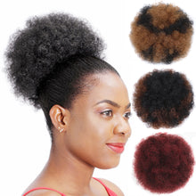 Load image into Gallery viewer, Synthetic Afro Puff Drawstring Ponytail Hair Bun Short Afro Kinkys Curly Afro Bun Extension Hairpieces Women Curly Hair Wig