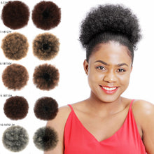 Load image into Gallery viewer, Synthetic Afro Puff Drawstring Ponytail Hair Bun Short Afro Kinkys Curly Afro Bun Extension Hairpieces Women Curly Hair Wig