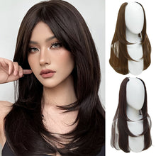 Load image into Gallery viewer, Wig Long Straight V-shaped Layered Perm One Piece Seamless Invisible Hair Extension Wig Solid Color Women False Hair Piece