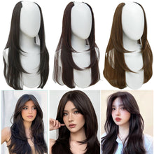 Load image into Gallery viewer, Wig Long Straight V-shaped Layered Perm One Piece Seamless Invisible Hair Extension Wig Solid Color Women False Hair Piece