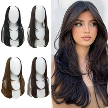Load image into Gallery viewer, Wig Long Straight V-shaped Layered Perm One Piece Seamless Invisible Hair Extension Wig Solid Color Women False Hair Piece