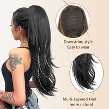 Load image into Gallery viewer, Wig Ponytail Fashionable Outward Curved Drawstring Elastic Spot Dyed Inner Mesh Extension Natural High Temperature Silk Multi-color Ponytail Wig