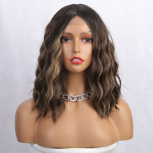Load image into Gallery viewer, European and American Women's Front Lace Wig with Small Lace Highlights and Water Ripple Short Curly Hair Synthetic Fiber Headband