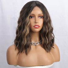 Load image into Gallery viewer, European and American Women's Front Lace Wig with Small Lace Highlights and Water Ripple Short Curly Hair Synthetic Fiber Headband