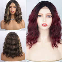 Load image into Gallery viewer, European and American Women's Front Lace Wig with Small Lace Highlights and Water Ripple Short Curly Hair Synthetic Fiber Headband