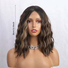 Load image into Gallery viewer, European and American Women's Front Lace Wig with Small Lace Highlights and Water Ripple Short Curly Hair Synthetic Fiber Headband