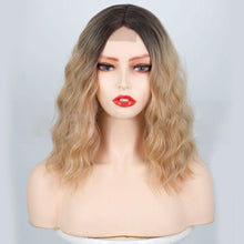 Load image into Gallery viewer, European and American Women's Front Lace Wig with Small Lace Highlights and Water Ripple Short Curly Hair Synthetic Fiber Headband