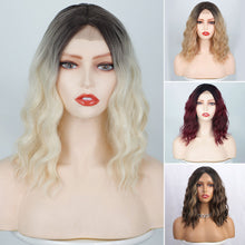 Load image into Gallery viewer, European and American Women's Front Lace Wig with Small Lace Highlights and Water Ripple Short Curly Hair Synthetic Fiber Headband