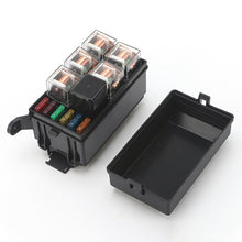 Load image into Gallery viewer, Car 12V/24V Relay Box 6 Slots Relay Block 6 Way ATC/ATO Fuse Relay Box Fuse Block with 6pcs Relays Kit