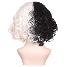 Load image into Gallery viewer, Black and White Cool Pull Girl Wig Set Cosplay Wig Party Wig Color Blocking Short Hair Curly Wig Set