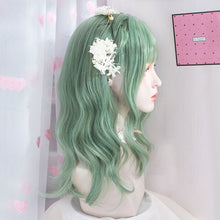Load image into Gallery viewer, Wig Women's Fashion Water Wave Pattern Medium Long Curly Hair with Full Bangs, Avocado Green Daily JK Soft Girl Wig Head Cover