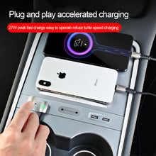 Load image into Gallery viewer, 27W Car USB Shunt Hub Fast Charging Docking Station Center Console Adapter Type-C Accessories For Tesla Model Y 3 2021 - 2023