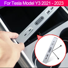 Load image into Gallery viewer, 27W Car USB Shunt Hub Fast Charging Docking Station Center Console Adapter Type-C Accessories For Tesla Model Y 3 2021 - 2023