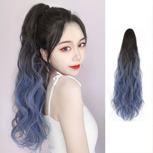 Load image into Gallery viewer, Mini Gripper Ponytail Wig Gradient Water Ripple Long Curly Hair Fluffy Natural Seamless Spot Dyed Ponytail Synthetic Wig