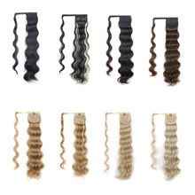 Load image into Gallery viewer, Paste Button Fluffy Long Curly Hair High Temperature Fiber Multi Colored Wig Ponytail Hair Extension for Women