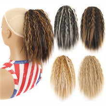 Load image into Gallery viewer, Fluffy Corn Perm Short Curly Hair Ponytail High Temperature Silk Elastic Mesh Drawstring Short Ponytail Synthetic Wig