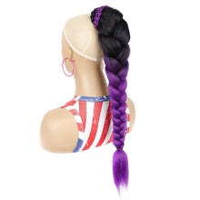 Load image into Gallery viewer, Personalized Multi-color Synthetic Wig Braided Hair Elastic Mesh Drawstring Long Ponytail Hair Extensions for Women