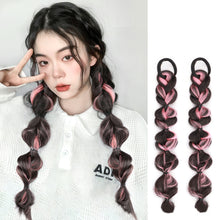 Load image into Gallery viewer, Spotted Wig Ponytail Braids Cute Natural Synthetic Wig Lantern Braids Elastic Hair Rope Multicoloured Ponytail Braid Hair Extensions