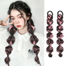 Load image into Gallery viewer, Spotted Wig Ponytail Braids Cute Natural Synthetic Wig Lantern Braids Elastic Hair Rope Multicoloured Ponytail Braid Hair Extensions