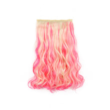 Load image into Gallery viewer, One Piece 5-clip Synthetic Wig Natural Colored Highlights Wig Long Straight Curly Hair Extensions Women False Hair Piece