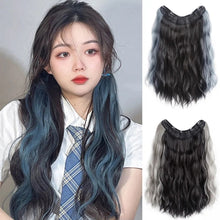 Load image into Gallery viewer, One Piece 4-clip Water Ripple Synthetic Wig Colored Highlights Wig Fluffy Long Curly Hair Extensions Women False Hair Piece