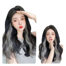 Load image into Gallery viewer, One Piece 4-clip Water Ripple Synthetic Wig Colored Highlights Wig Fluffy Long Curly Hair Extensions Women False Hair Piece