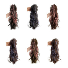 Load image into Gallery viewer, Gripping Clip Style Ponytail Wig Fluffy Colored Highlights Simulation Synthetic Wig Durable Natural Long Curly Hair