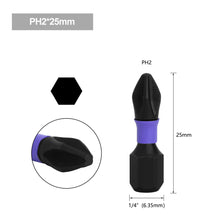 Load image into Gallery viewer, 1pc Anti-Slip Cross Screwdriver PH2 Magnetic Batch Head PH2 Magnetic Batch Head Impact Screw Driver Bit 25/50/65/70/90/150mm