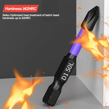 Load image into Gallery viewer, 6pcs Anti-Slip Cross Screwdriver PH2 Magnetic Batch Head PH2 Magnetic Batch Head Impact Screw Driver Bit 25/50/65/70/90/150mm