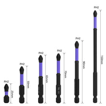 Load image into Gallery viewer, 10/20pcs Anti-Slip Cross Screwdriver PH2 Magnetic Batch Head PH2 Magnetic Batch Head Impact Screw Driver Bit 25/50/65/70/90/150mm