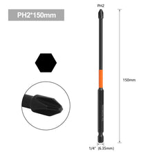 Load image into Gallery viewer, 1pc PH2 Screwdriver Batch Head Magnetic Impact Strong Cross Screwdriver Bit 5/50/65/70/90/150mm