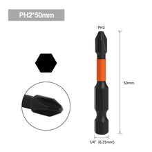 Load image into Gallery viewer, 1pc PH2 Screwdriver Batch Head Magnetic Impact Strong Cross Screwdriver Bit 5/50/65/70/90/150mm
