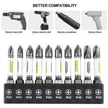 Load image into Gallery viewer, 10pcs/set 1/4 Screwdriver Bit Set Impact Drill Batch Head Hexagonal Cross Head Magnetic Tamper Proof Screwdriver Bits