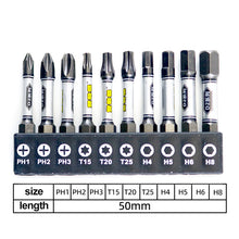 Load image into Gallery viewer, 10pcs/set 1/4 Screwdriver Bit Set Impact Drill Batch Head Hexagonal Cross Head Magnetic Tamper Proof Screwdriver Bits